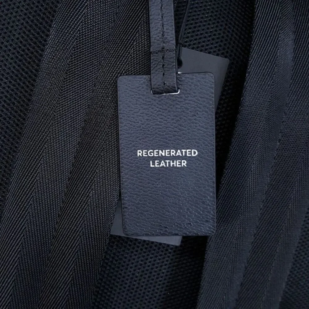 HUGO BOSS Mens Backpack Black Regenerated Leather Monogram Front Pocket ZAIR